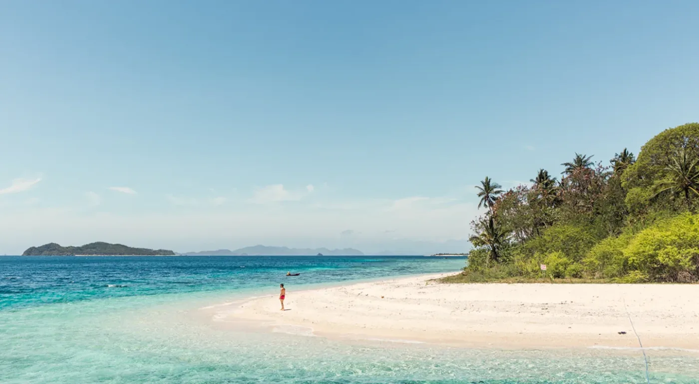 White-sand beach at Camp Ngey Ngey