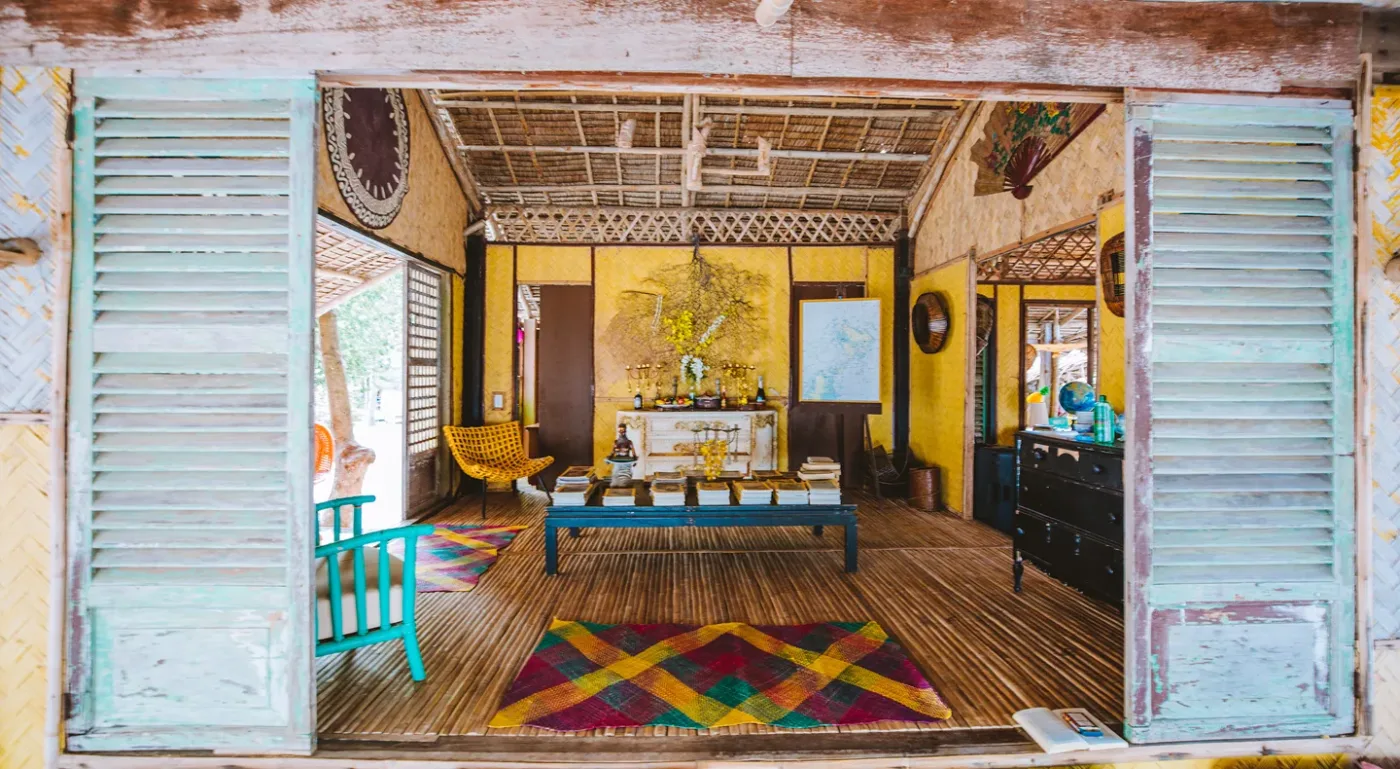 Rebuilt bamboo island camp